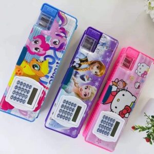 Hộp bút đa năng 3 trong 1 kèm máy tính và gọt bút chì cho bé