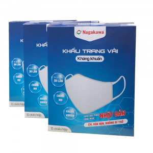 Khẩu trang vải kháng khuẩn Nagakawa Công nghệ Nhật Bản - Hộp 10 chiếc