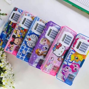 Hộp bút đa năng 3 trong 1 kèm máy tính và gọt bút chì cho bé