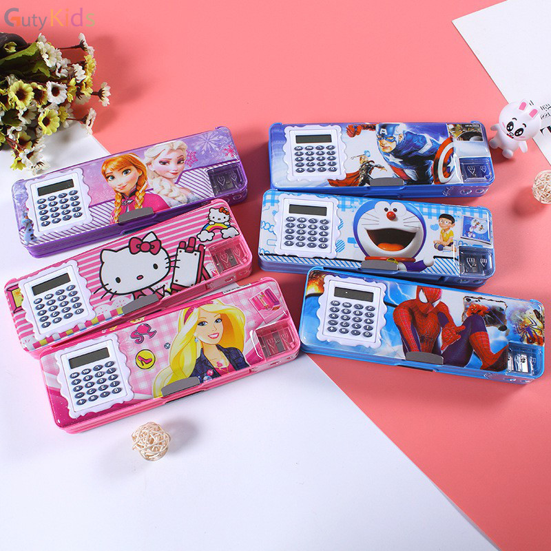 Hộp bút đa năng 3 trong 1 kèm máy tính và gọt bút chì cho bé