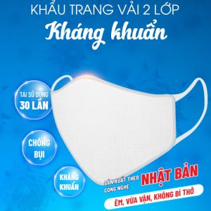 Khẩu trang vải kháng khuẩn Nagakawa Công nghệ Nhật Bản - Hộp 10 chiếc
