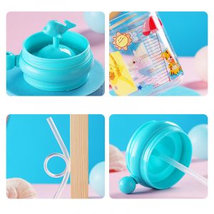 Bình tập uống nước cá heo họa tiết dễ thương có ống hút