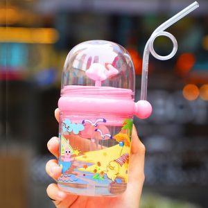 Bình tập uống nước cá heo họa tiết dễ thương có ống hút