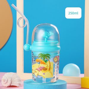 Bình tập uống nước cá heo họa tiết dễ thương có ống hút