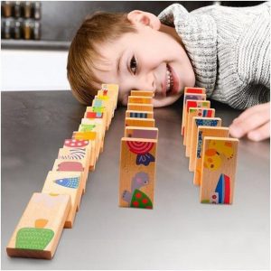 Bộ đồ chơi ghép hình domino bằng gỗ cho bé
