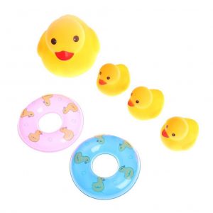 Bộ 4 vịt cao su kèm 2 phao bơi đồ chơi chíp chíp đáng yêu
