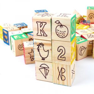 Bộ đồ chơi khối gỗ vuông giáo dục ABC 48 chi tiết