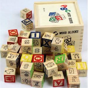 Bộ đồ chơi khối gỗ vuông giáo dục ABC 48 chi tiết